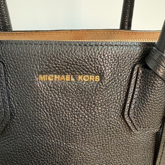 Michael Kors Leather Mercer Satchel Bag Black Pebbled (No Shoulder Strap) - Picture 2 of 12